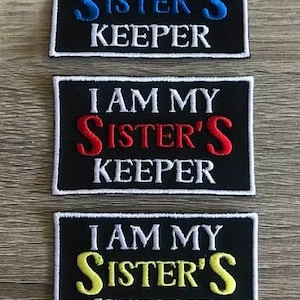 I am my sister&#39;s keeper patch, biker patch, gift under 10, embroidered patch, gift for her, bible verse patch,