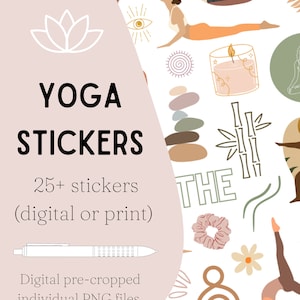 Yoga Stickers - digital pre-cropped yoga themed stickers! Perfect for digital planners!