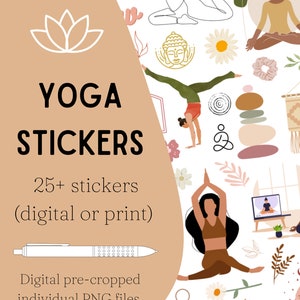 Yoga Stickers - digital pre-cropped yoga themed stickers! Perfect for digital planners!