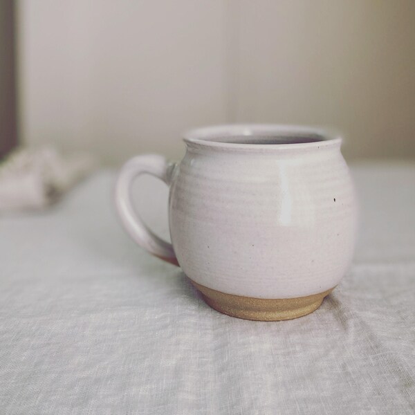 Potter's Mug in Salt, Wheel Thrown Stoneware, round mug