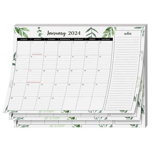 2024 Year Desk Calendar – 11" x 8.5" Desktop / Wall Planner – Tear-Off Pad for Easy Planning – Has A Notes Section for To Do's, Monthly Task