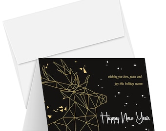 2024 Happy New Year Greeting Cards – Wishing You Love, Peace & Joy – New Year's Christmas Xmas Holiday Greetings | 4.25 x 5.5" | 25 per Pack