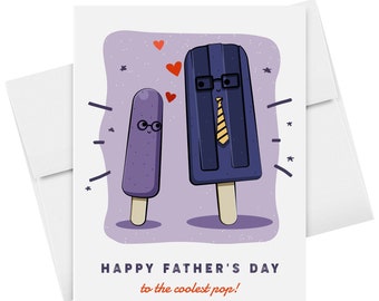 Happy Father's Day to the Coolest Pop! Appreciation and Thank You Greeting Cards and Envelopes for Dad, Stepdad | 4.25 x 5.5 | 10 per Pack