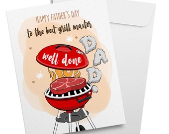 Happy Father's Day to the Best Grill Master – Thank You Greeting Cards and Envelopes for Dad, Stepdad | 8.5 x 11 | 2 per Pack
