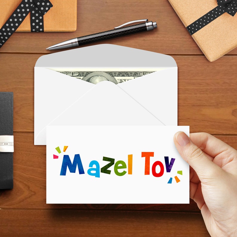 Mazel Tov Envelopes, Money, Check, Currency Holder, Jewish Greeting Envelopes for Bar or Bat Mitzvah Celebration 3-5/8 x 6-1/2 25 Pack immagine 4