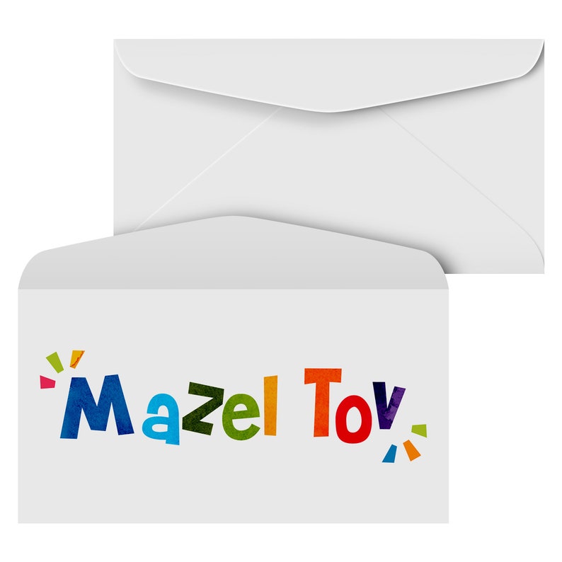 Mazel Tov Envelopes, Money, Check, Currency Holder, Jewish Greeting Envelopes for Bar or Bat Mitzvah Celebration 3-5/8 x 6-1/2 25 Pack immagine 1