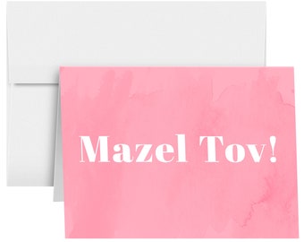 Mazel Tov Congratulations Greeting Cards and Envelopes – Bar and Bat Mitzvah, Weddings and Jewish Celebrations – 4.25" x 5.5" – 10 per Pack