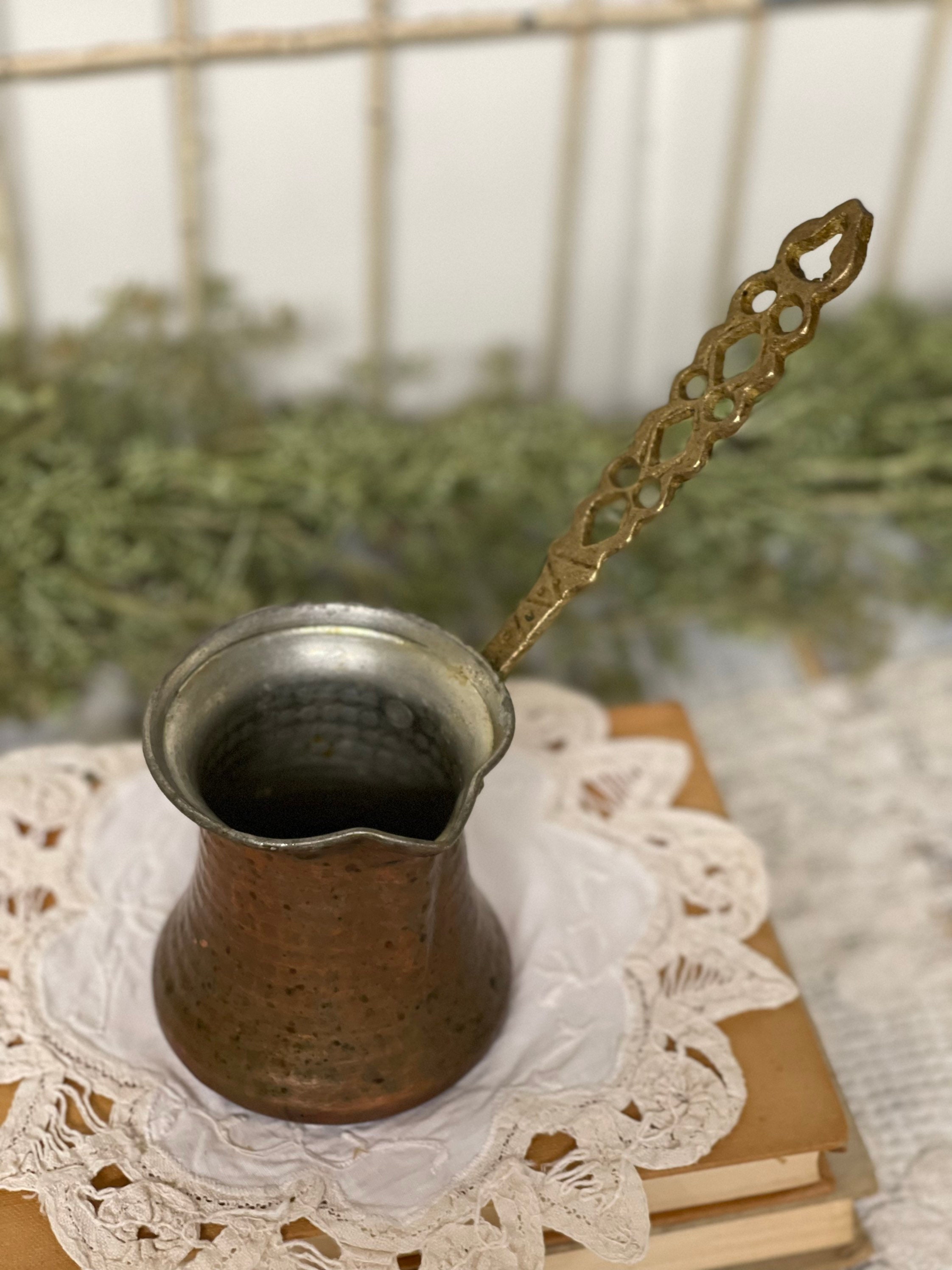 Copper & Brass Antique Hammered Farmhouse Coffee Pot