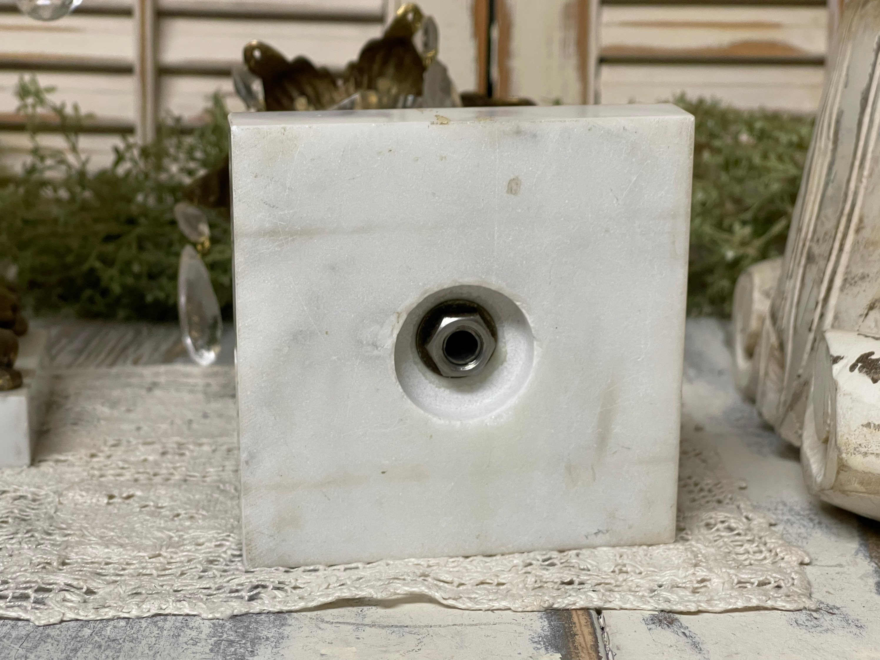 Brass and Marble Candlestick Holders/ Crystals/ Victorian/ Etsy