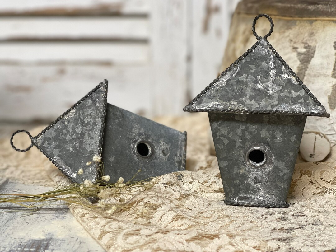 Set of 2 Metal Bird Houses/ Garden Decor/ Yard Art/ Bird Etsy