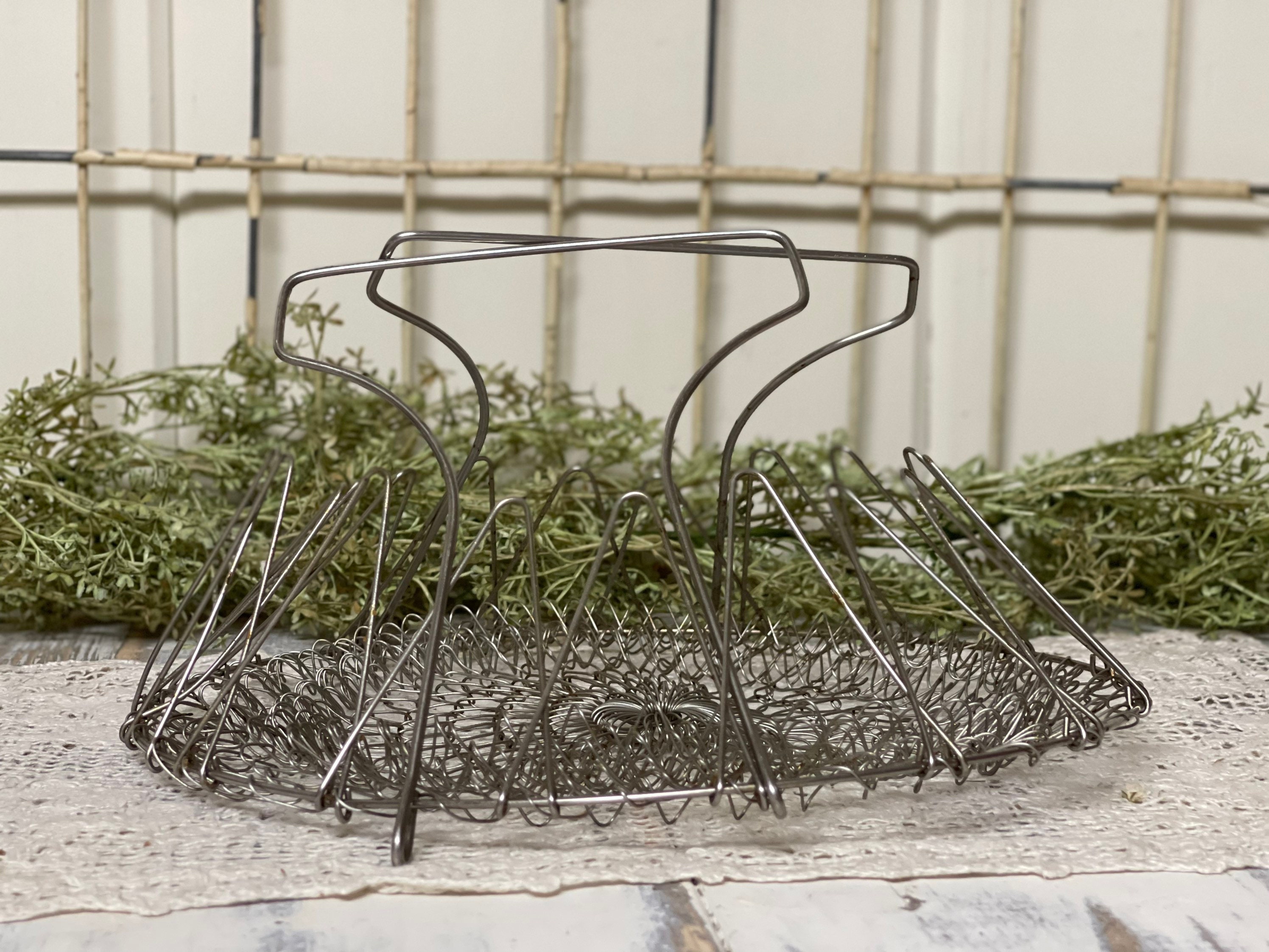 Folding metal best sale basket