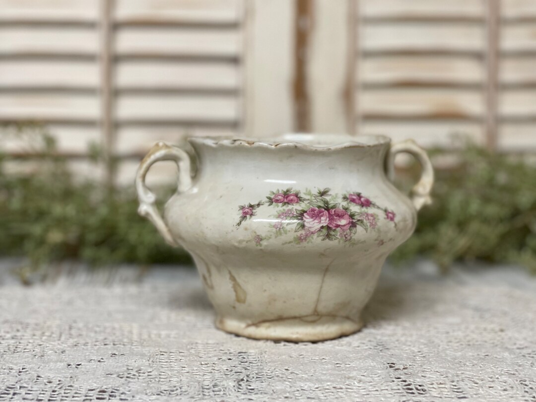 Vintage Sugar Bowl/ Planter Pot/ Flowers / Floral Design/ Etsy