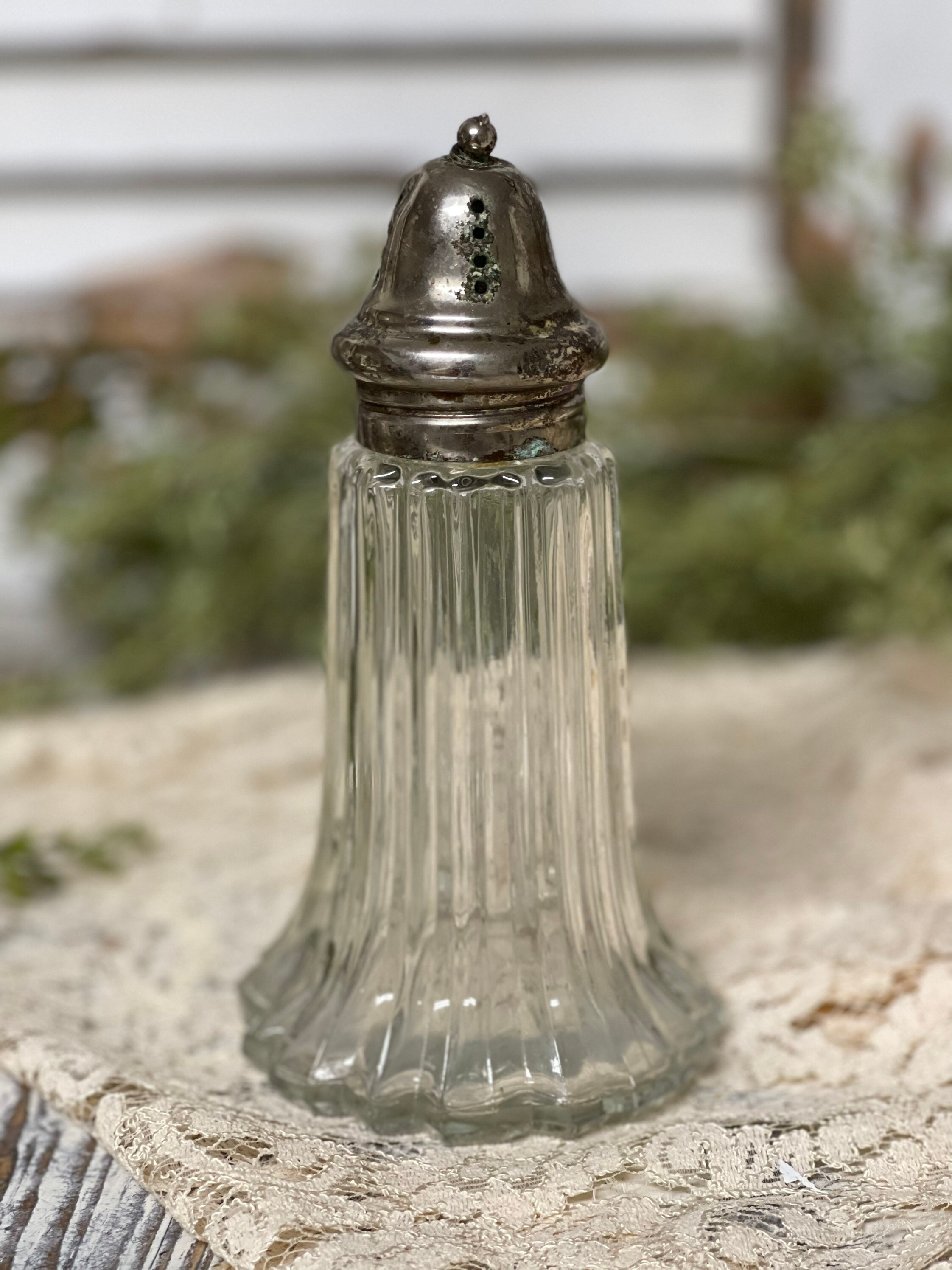 Vintage Salt Shaker Crystal Silver Tarnished Hat Pin Holder Etsy Canada