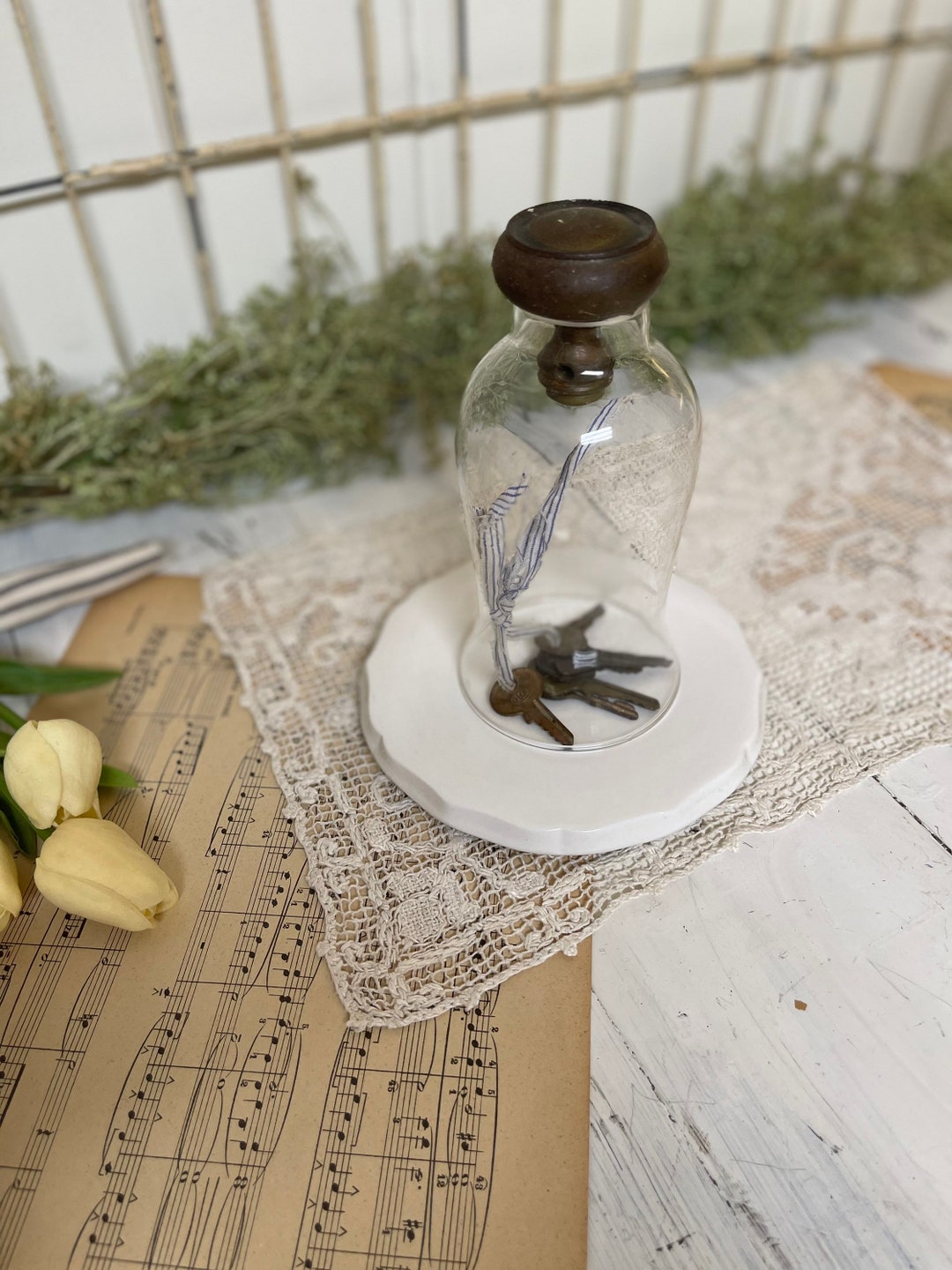 Vintage Cloche/ Bell Cloche/ Vintage Display/ Vintage Door Knob