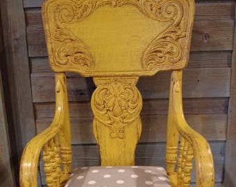 Vintage Highchair ~ Local Pickup Only Not Free Shipping ~ Yellow Highchair ~ Antique Highchair ~ First Birthday Highchair ~ Wood Highchair