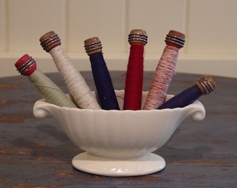 Wooden Quill Spools ~ Vintage Textile Mill Spool ~ Wood Bobbin Quills ~ Wood Thread Spool With Thread ~ Industrial