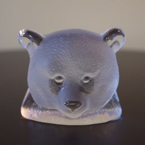 Paperweight ~ Glass Paperweight ~ Vintage Panda Paperweight ~ Nybro ~ Made In Sweden ~ Glass Bear ~ Bear Paperweight ~Desk Accessories