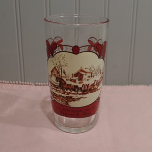 Vintage Currier & Ives Glass ~ Old Homestead Winter ~ 1979 Kraft Inc. ~ Christmas Tumblers ~ Currier And Ives Christmas ~ Christmas Glasses