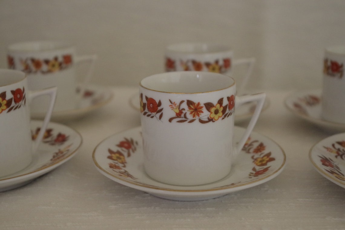 Vintage Tea Cups Made in China Set of 6 Porcelain Tea Etsy
