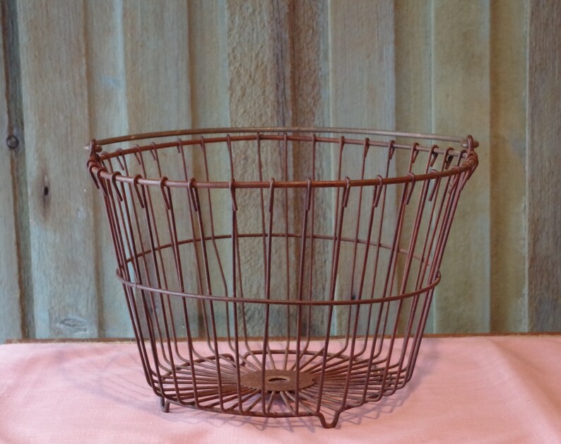 Apple Basket Vintage Metal Gathering Basket Egg Basket Etsy