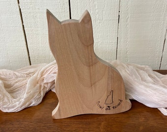 Vintage New Hampshire Bowl & Board Cat Shape Chopping ~ Unused New Condition Maple Hardwood Cat Shape Cutting Board ~ Wood Cat ~ Cat Shape
