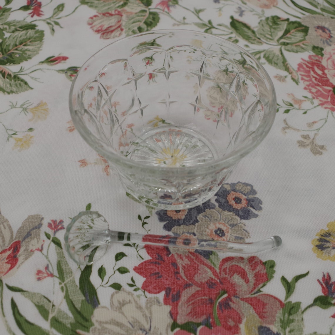 Vintage Condiment Bowl With Glass Spoon Glass Seashell Spoon Etsy