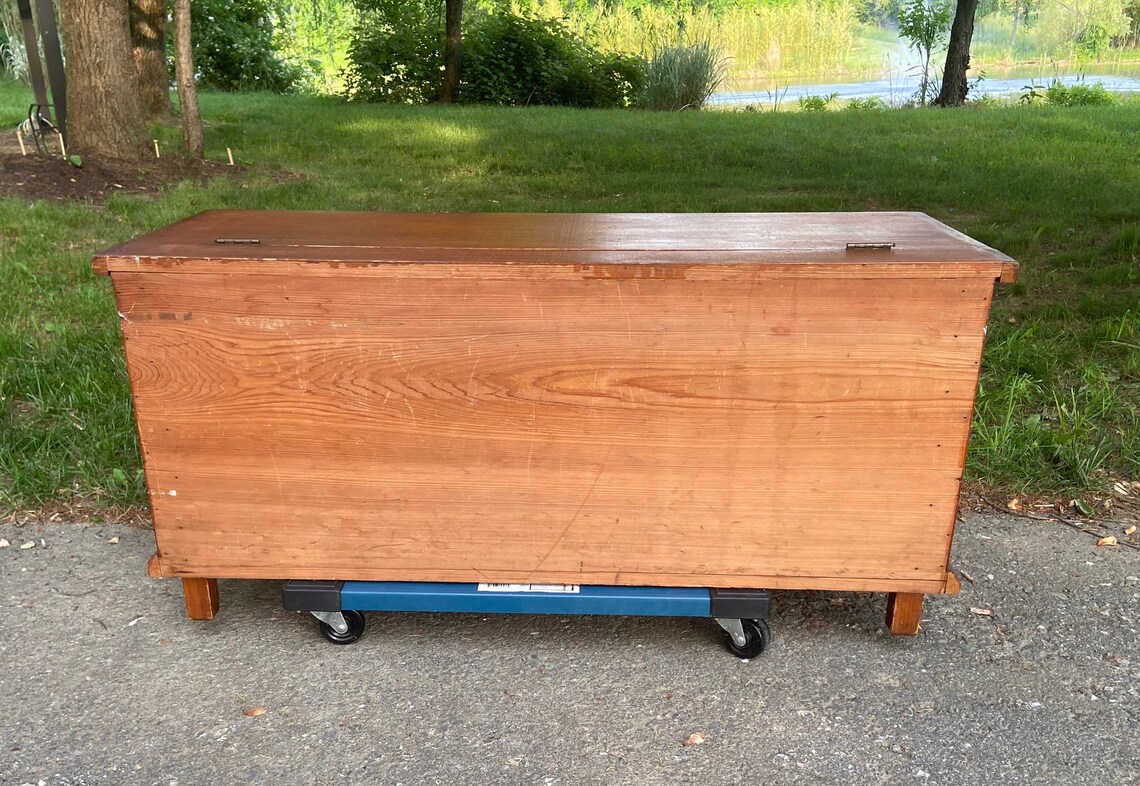 Vintage Pine Blanket Chest Wooden Blanket Chest Local Etsy