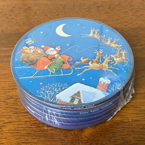 Vintage Jasco Night Before Christmas Coasters ~ In Original Sealed Packaging ~ Christmas Beverage Coasters ~ Jasco Hong Kong Santa Coasters