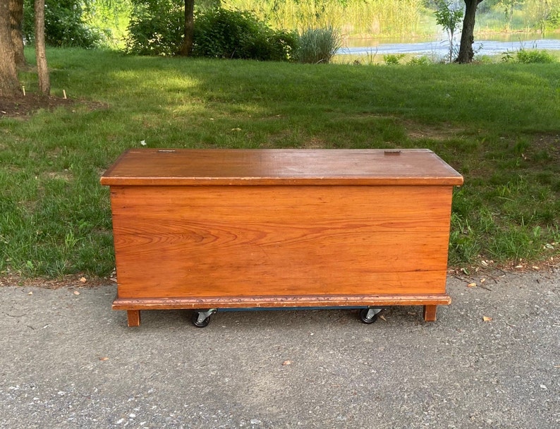 Vintage Pine Blanket Chest Wooden Blanket Chest Local Etsy