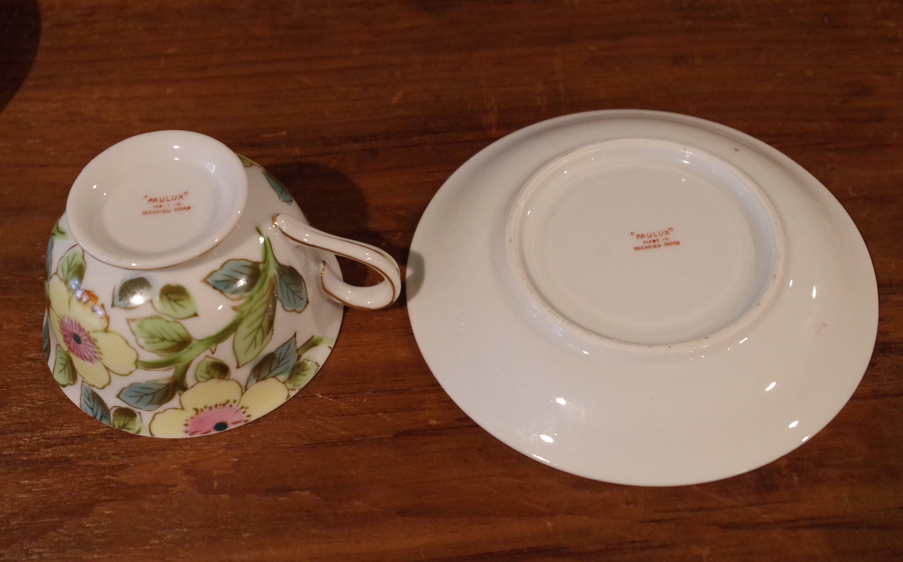 Vintage Japanese Hand Painted Nippon Porcelain Cup & Saucers