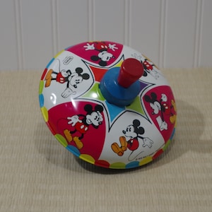 Vintage Spinning Top Toy ~ 1978 Walt Disney Mickey Mouse Spinning Top Toy ~ Made In USA ~ Straco Spinning Top ~ Mickey Mouse ~ Metal Toy