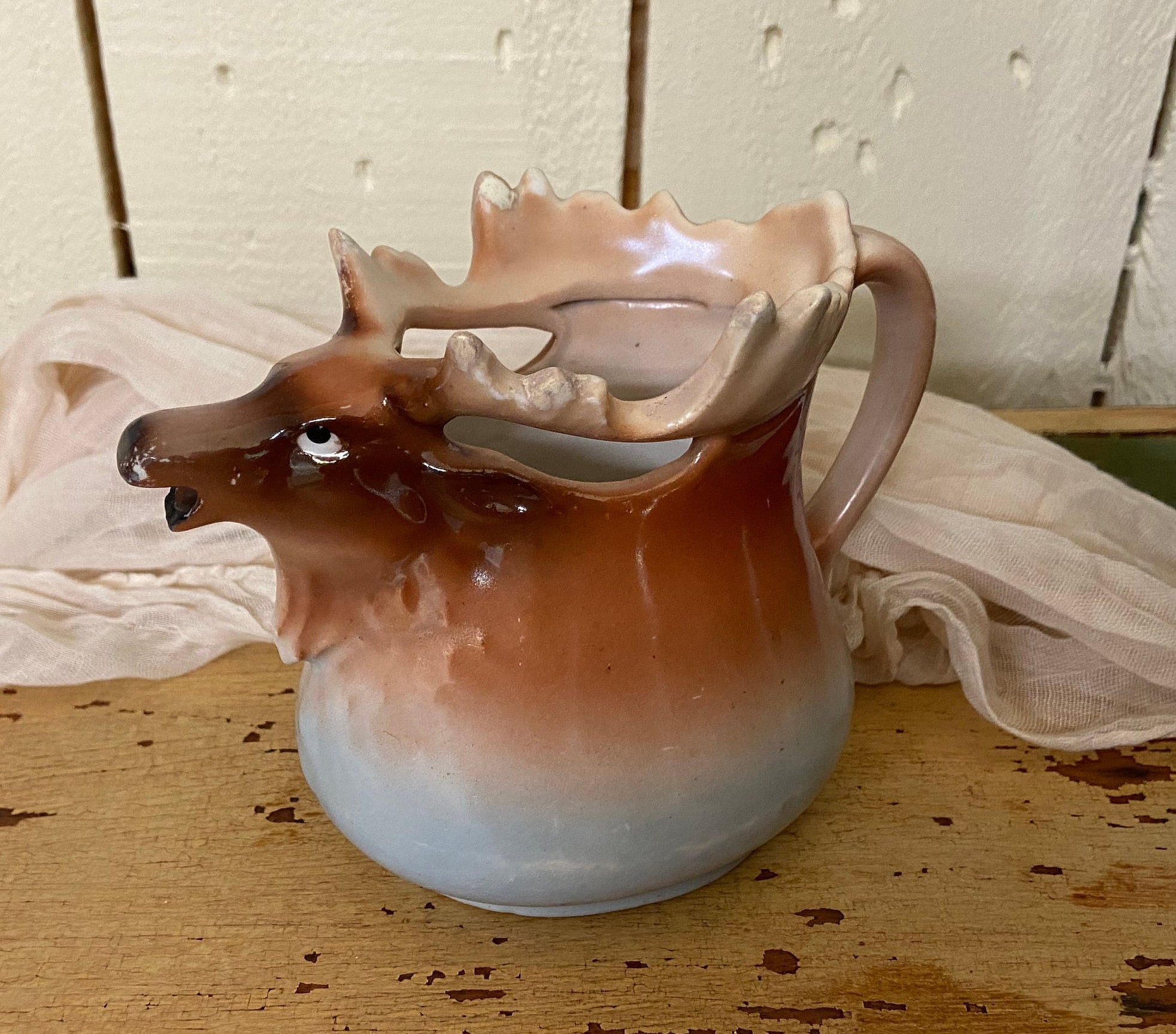レア　COLD CREAM イギリスアンティーク Vintage Elk Cream Pitcher ~ Austria Porcelain ~ Austria Moose