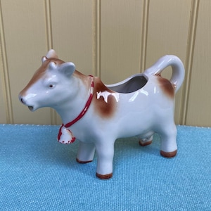 Vintage Cow Creamer ~ Brown And White Cow Creamer ~ Cow Pitcher ~ Cow Figurine ~