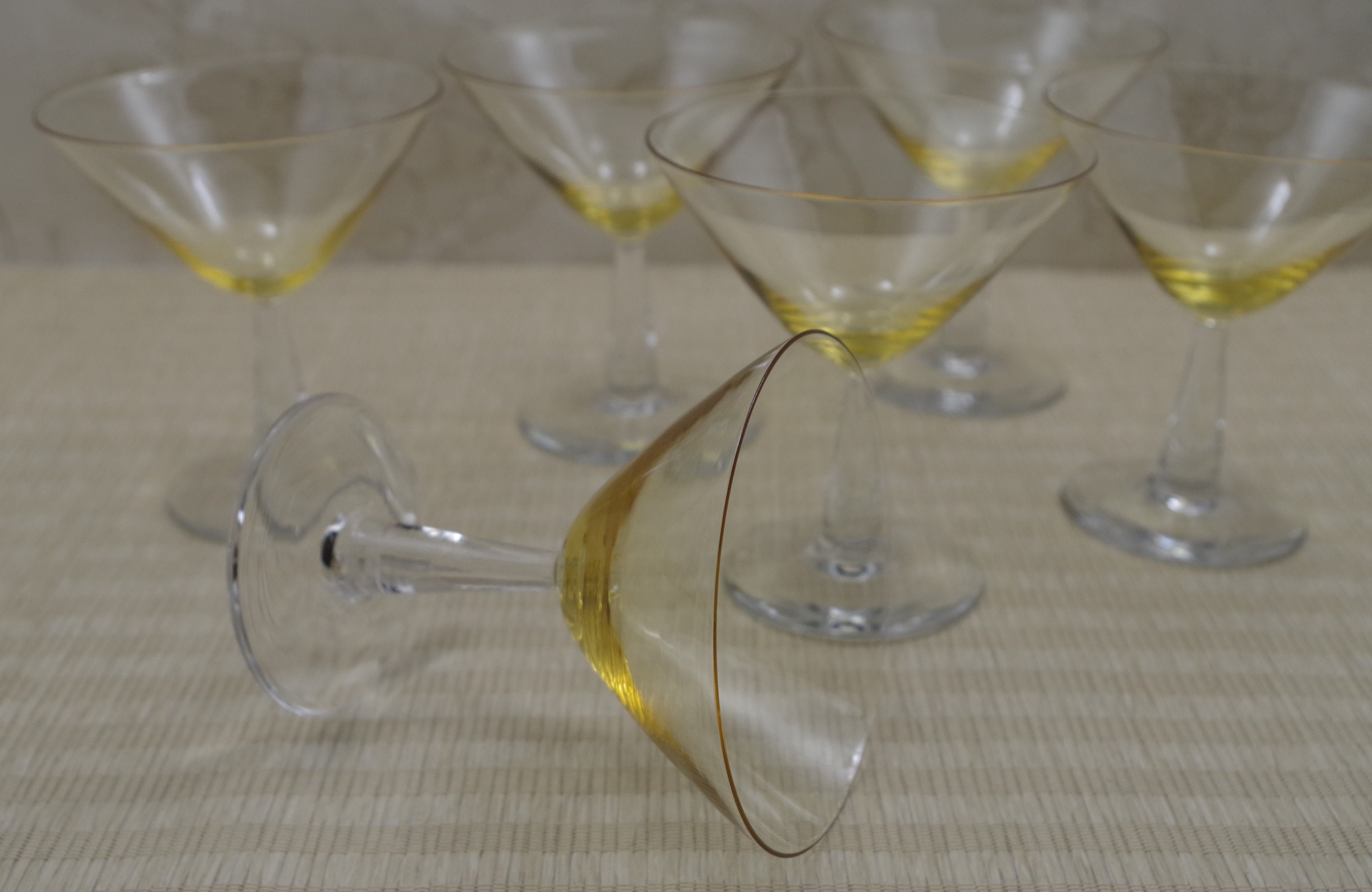 Vintage Stemware Yellow Glass Stemware Vintage Barware Etsy