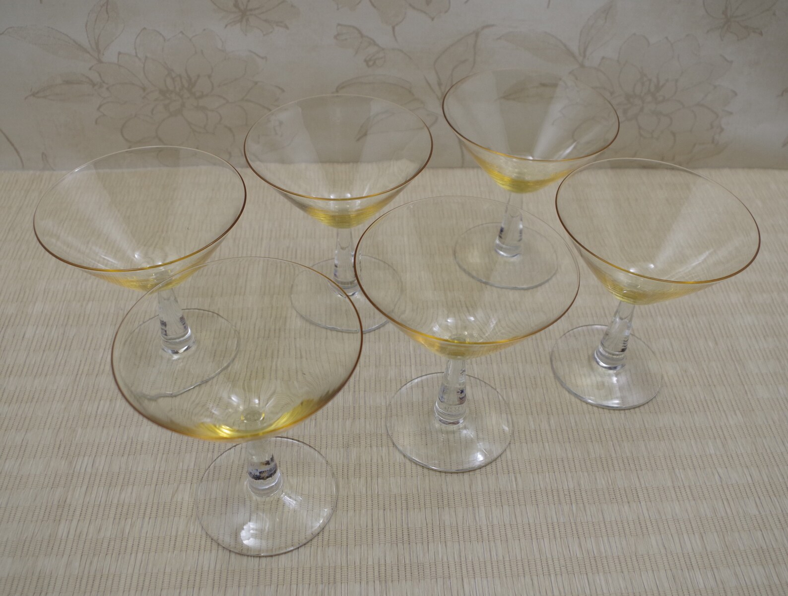 Vintage Stemware Yellow Glass Stemware Vintage Barware Etsy