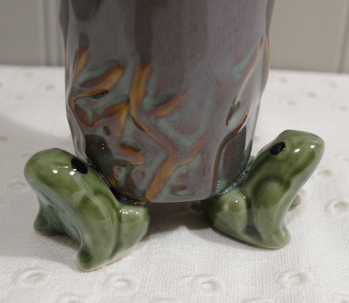 Vintage Majolica Frog Vase Majolica Frog Vase Frog Trio Etsy