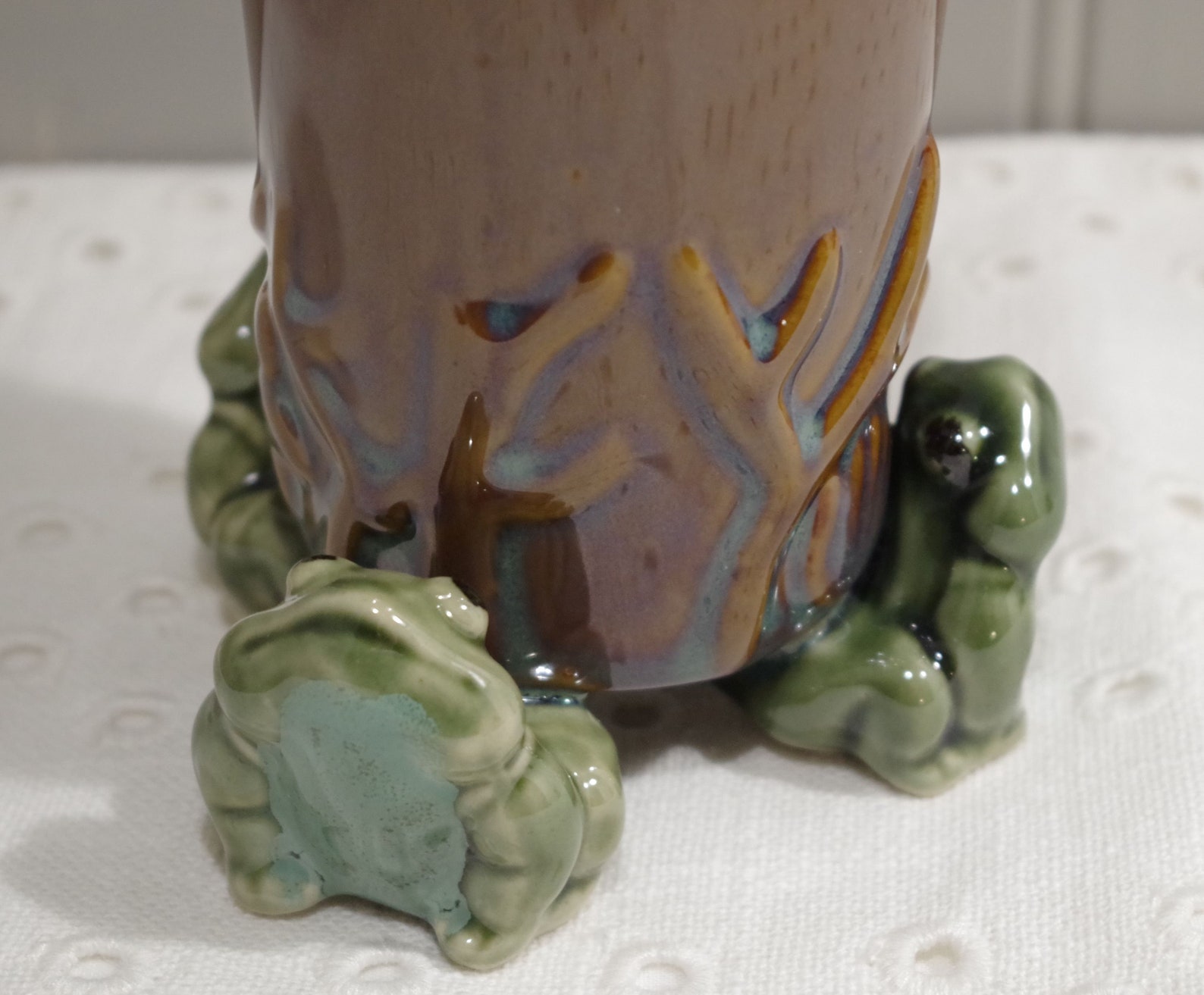 Vintage Majolica Frog Vase Majolica Frog Vase Frog Trio Etsy