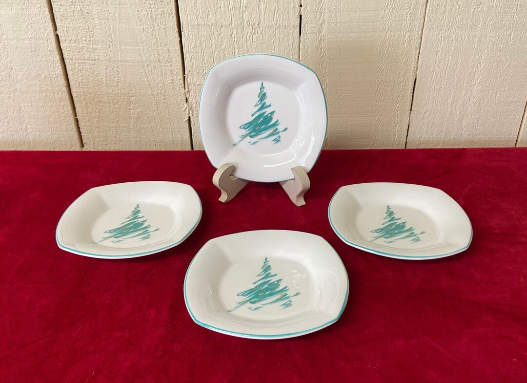 Vintage Christmas Tree Plates Set of 4 Evergreen Nikko Set Etsy