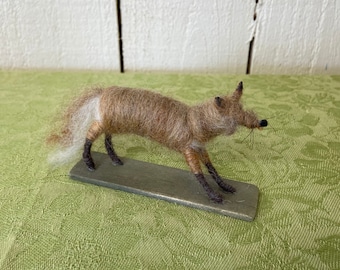 Vintage Fox Figurine ~ Signed And Dated By Artist ~ Made Of A Natural Fiber Alpaca, Wool Or Some Kind Of Natural Hair? ~ Fox