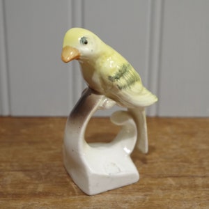 Vintage Bird Sitting On A Perch ~ Yellow Parakeet Figurine ~ Yellow Bird Figurine ~ Made In Japan ~ Spring Decor ~ Spring Birds ~ Birds