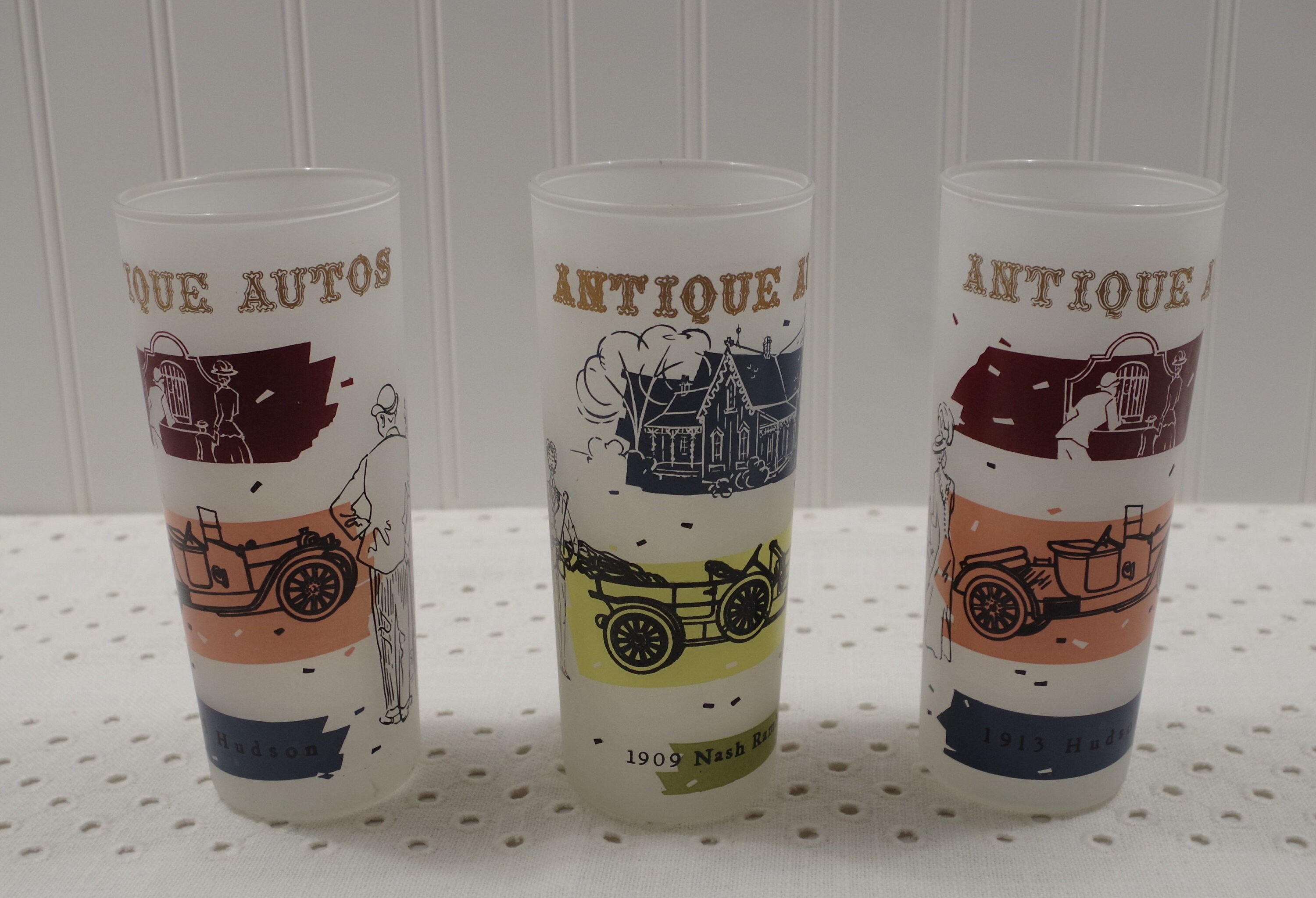 Verre à Boire Frosté Vintage - Publicitaire Nash Rambler 1909 - Occasion