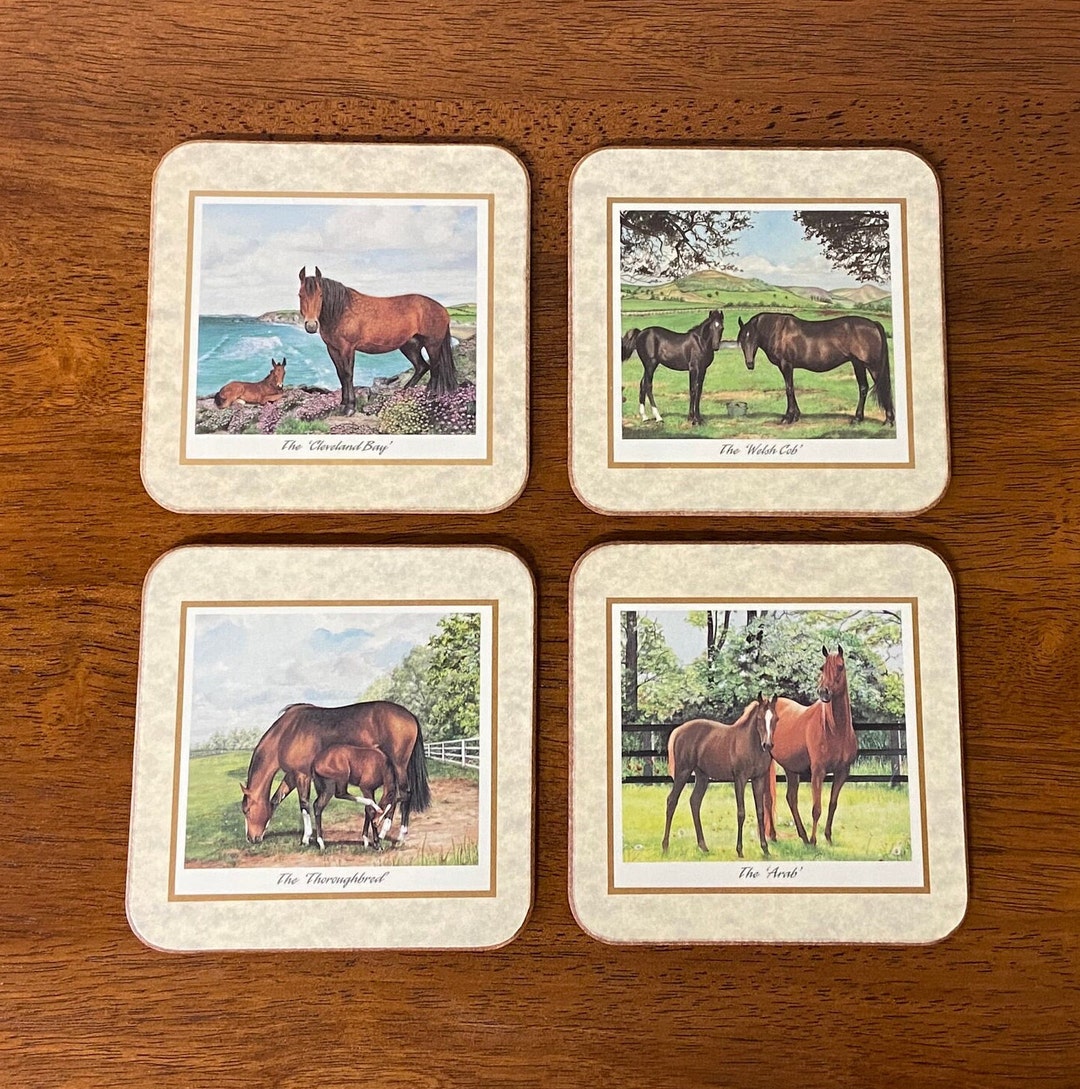 Vintage Pimpernel Horse Coasters Set of 4 Pimpernel Deluxe Finish Horse