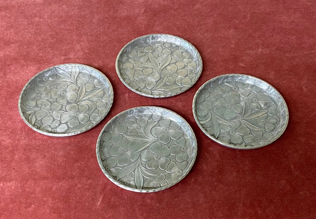 Vintage Everlast Hand Aluminum Floral Coasters Set of Etsy