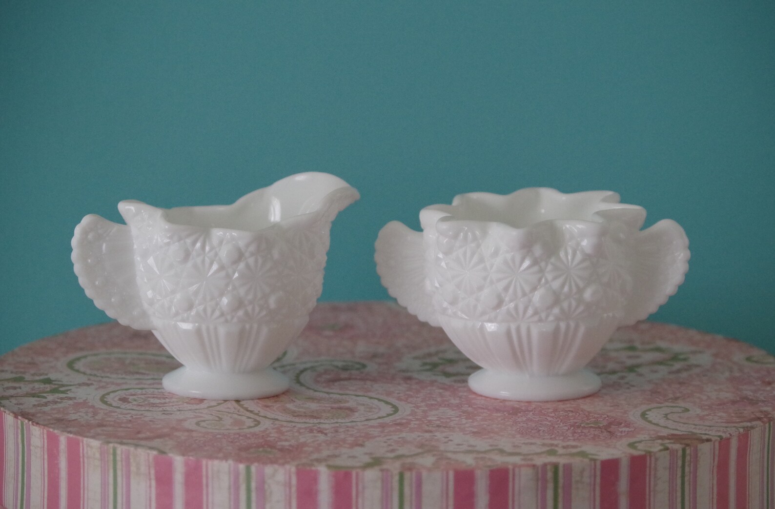 Vintage Creamer & Sugar Fenton Glass Fenton Creamer and Etsy