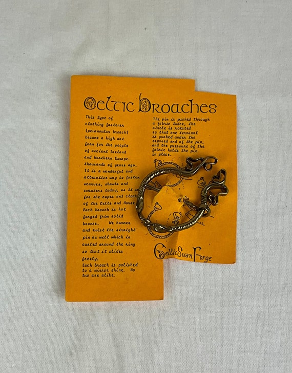 Vintage Celtic Broach ~ Solid Bronze Celtic Swan … - image 1
