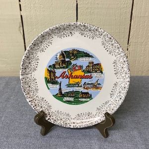 Vintage Arkansas Souvenir Plate ~ Arkansas State Plate ~ Arkansas State Landmarks ~ Arkansas State Souvenir Plate ~ Arkansas