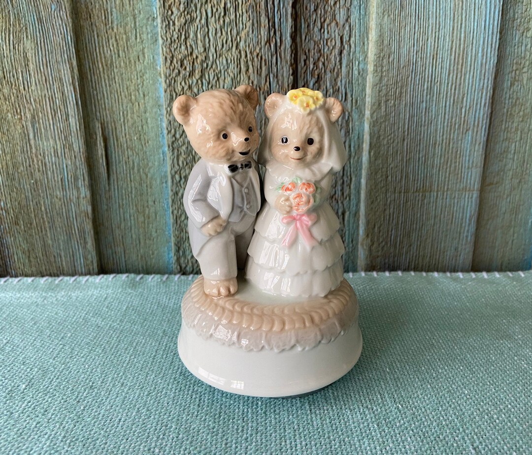 Vintage Otagiri Music Box Teddy Bear Bride and Groom Music Etsy