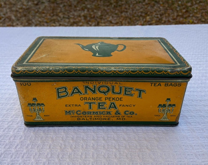Vintage Banquet Tea Tin Banquet Orange Pekoe Tea Mccormick - Etsy
