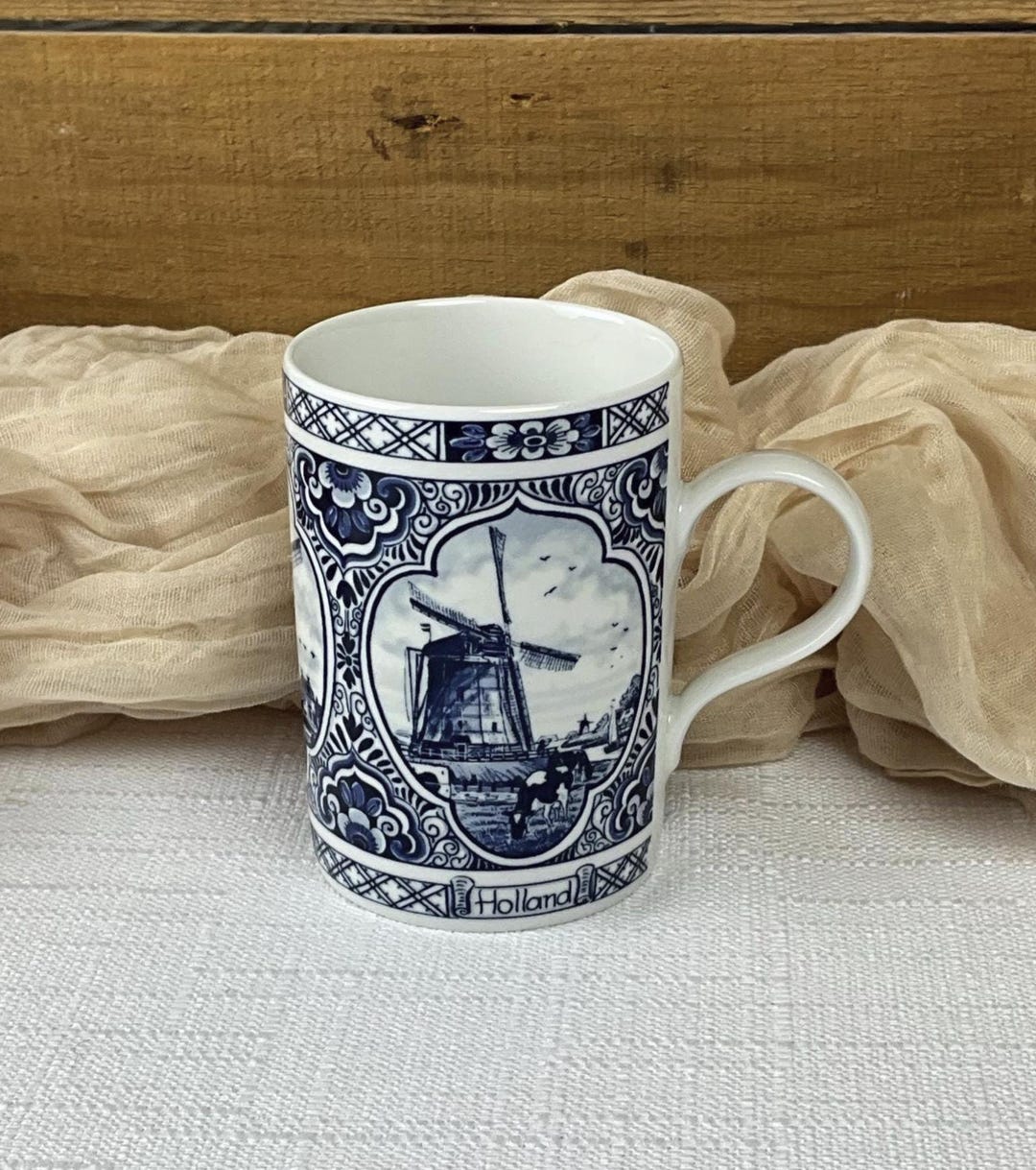 Vintage Delft Mug ~ Schoonhoven Keramier Holland ~ Delft Windmill Blue ...