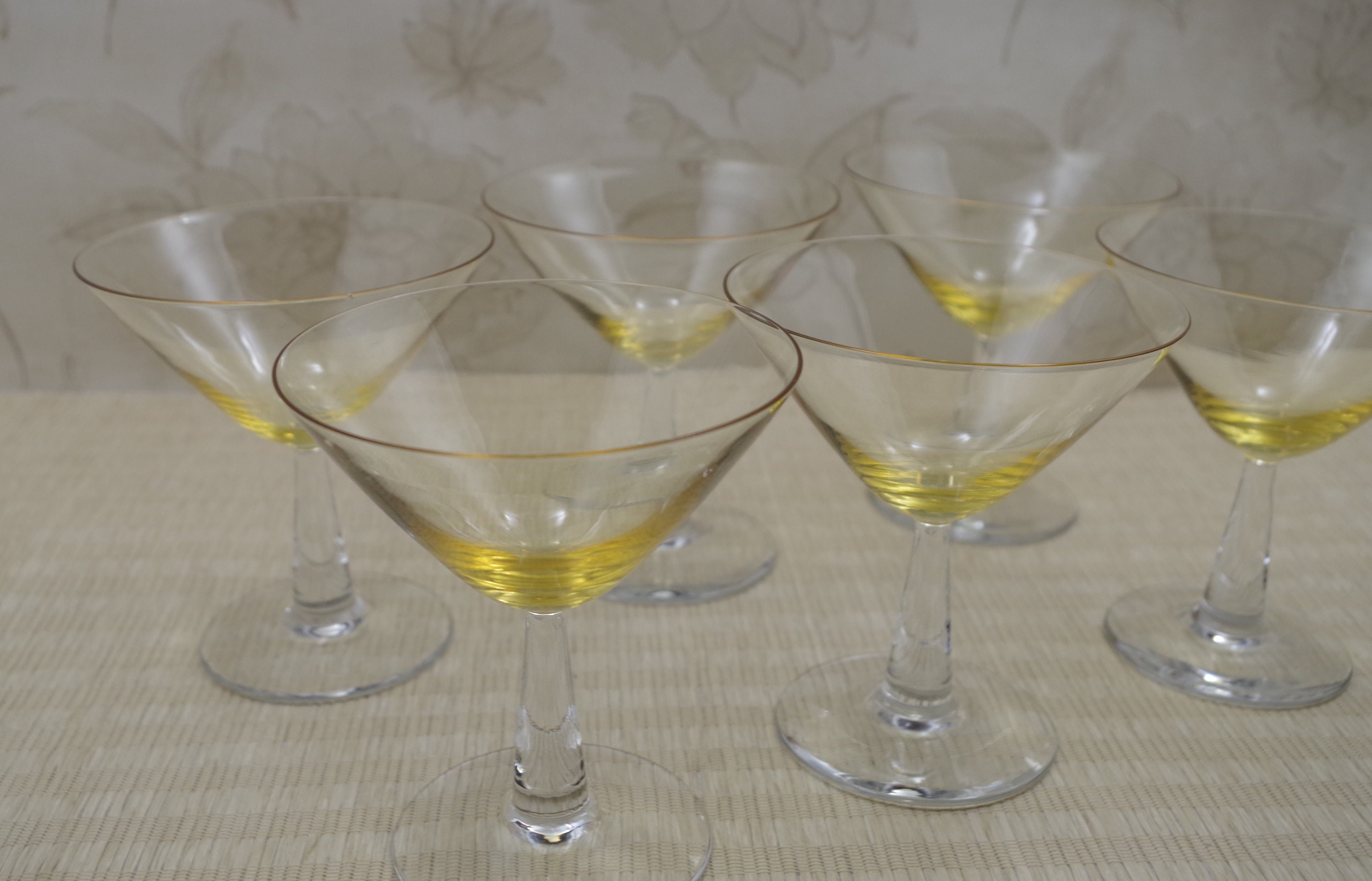 Vintage Stemware Yellow Glass Stemware Vintage Barware Etsy